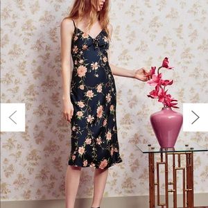 Urban Outfitters Floral Betsy Satin Tie-Front Midi